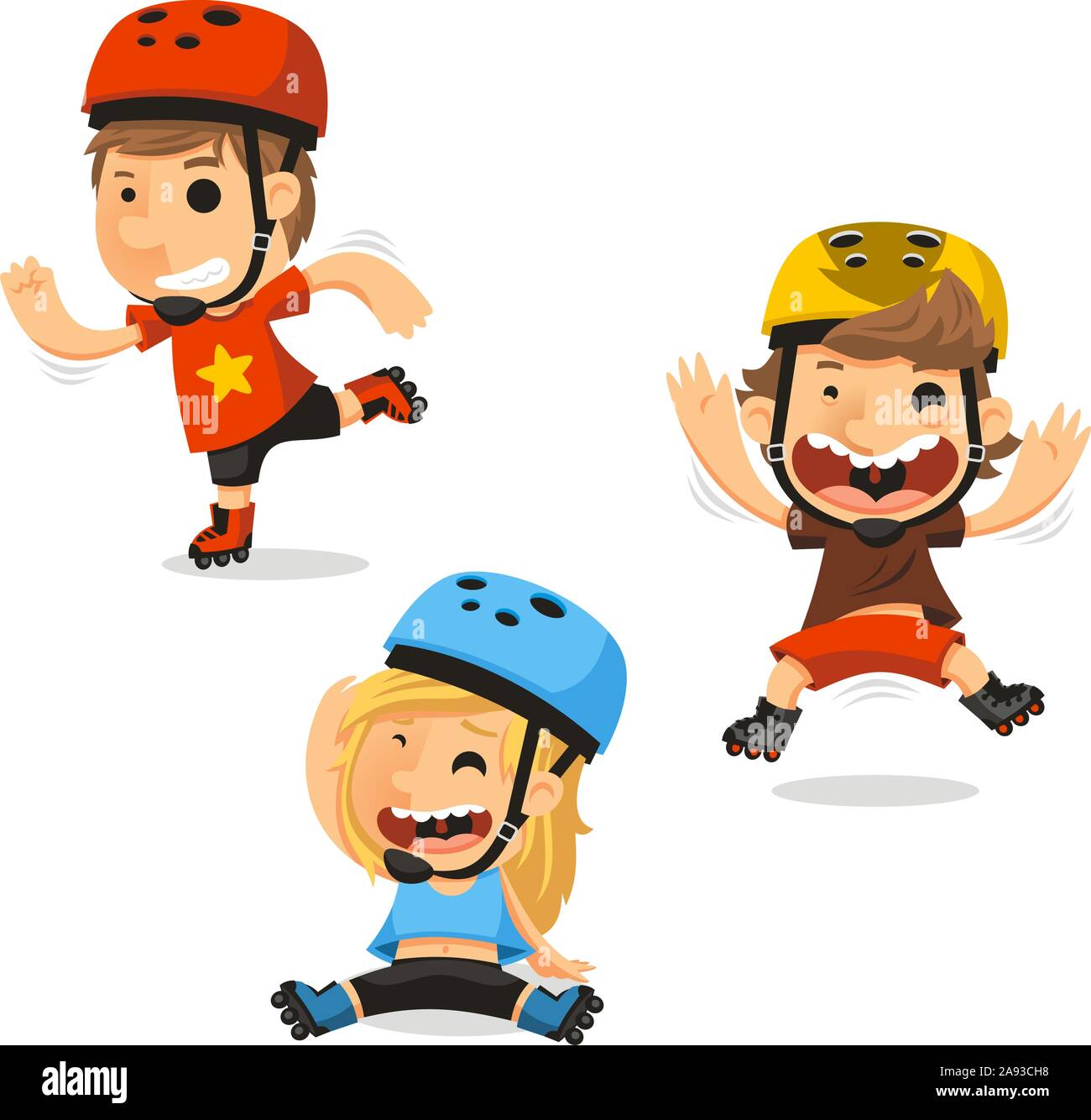 Roller Skating boys cartoon Abbildung 1 Stock Vektor