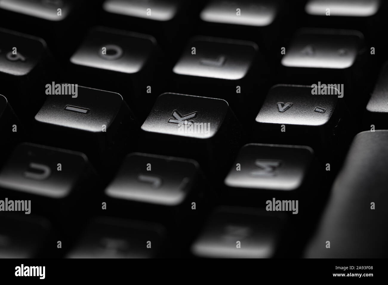 Nahaufnahme einer Tastatur, schwarz Stockfoto