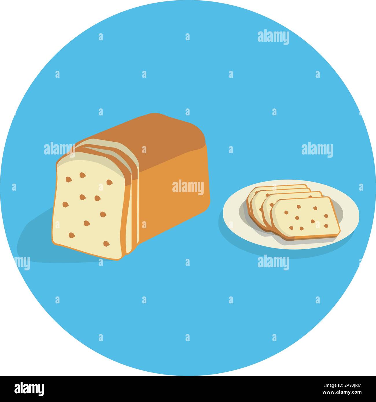 Brot Bäckerei Symbol in Scheiben frisches Brot aus Weizen Stock Vektor