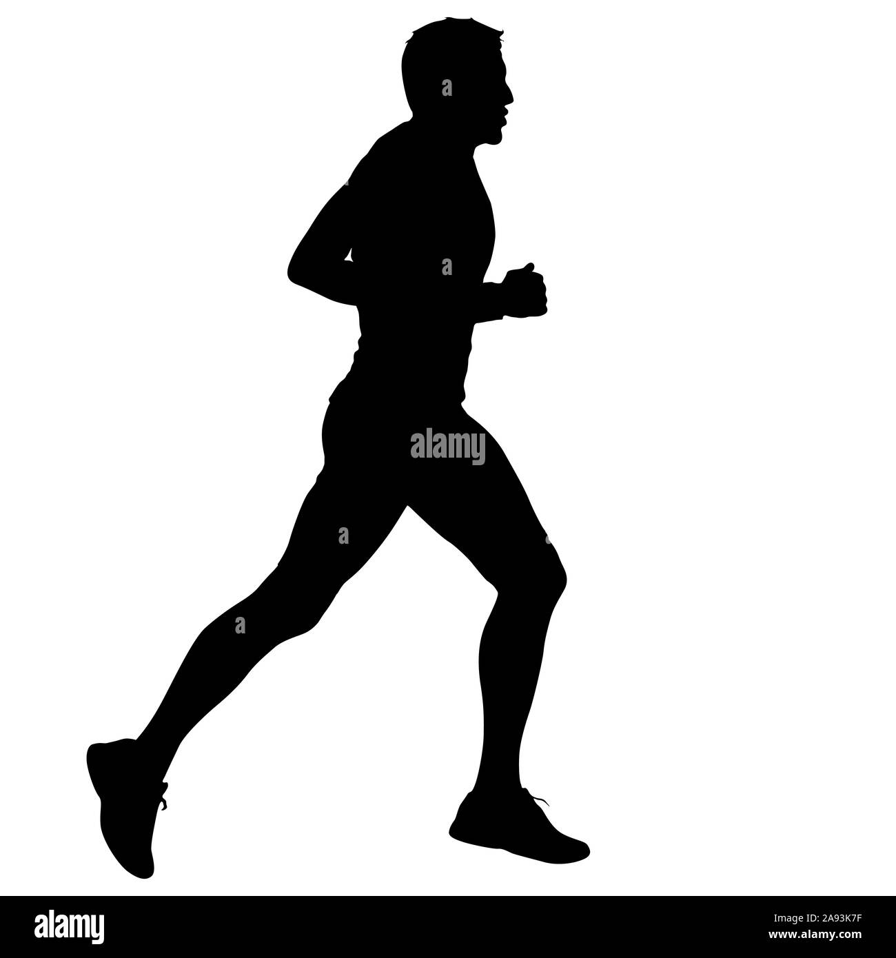 Schwarze Silhouetten Läufer sprint Männer auf weißem Hintergrund. Stockfoto