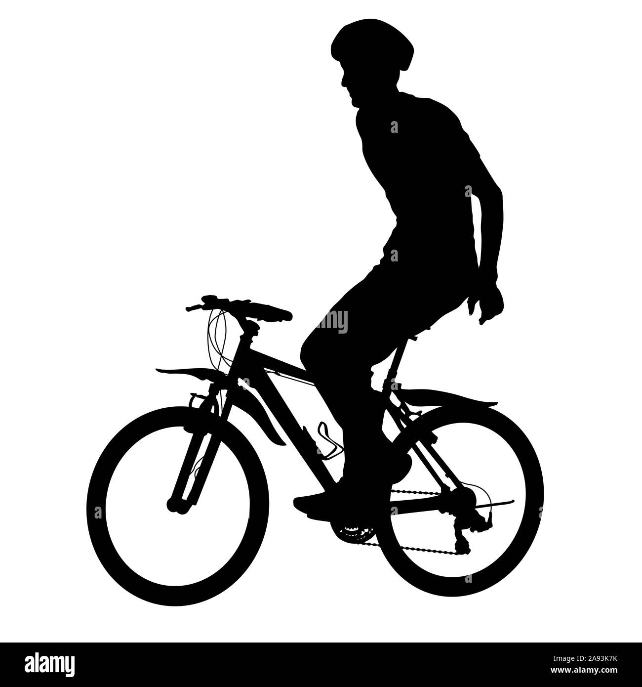 Silhouette eines Radfahrers männlichen auf weißem Hintergrund. Stockfoto