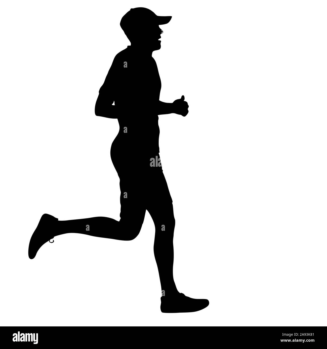 Schwarze Silhouetten Läufer sprint Männer auf weißem Hintergrund. Stockfoto