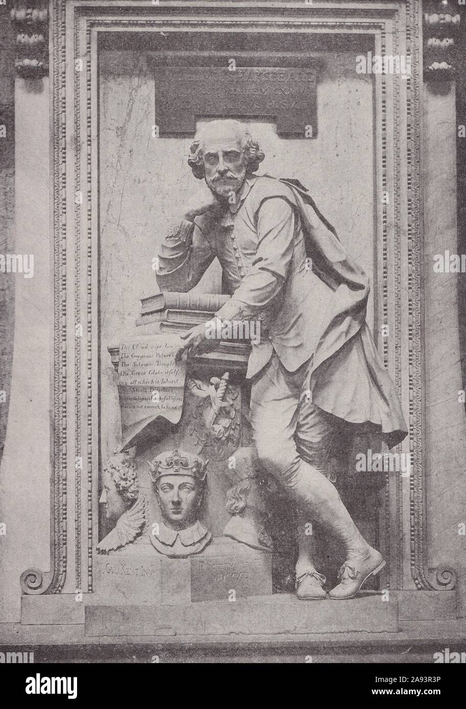 Das Shakespeare Memorial in der Westminster Abbey, London. Stockfoto
