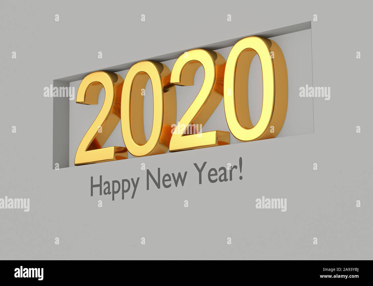 Gold Zahlen des neuen Jahres 2020. 3D-Rendering Stockfoto