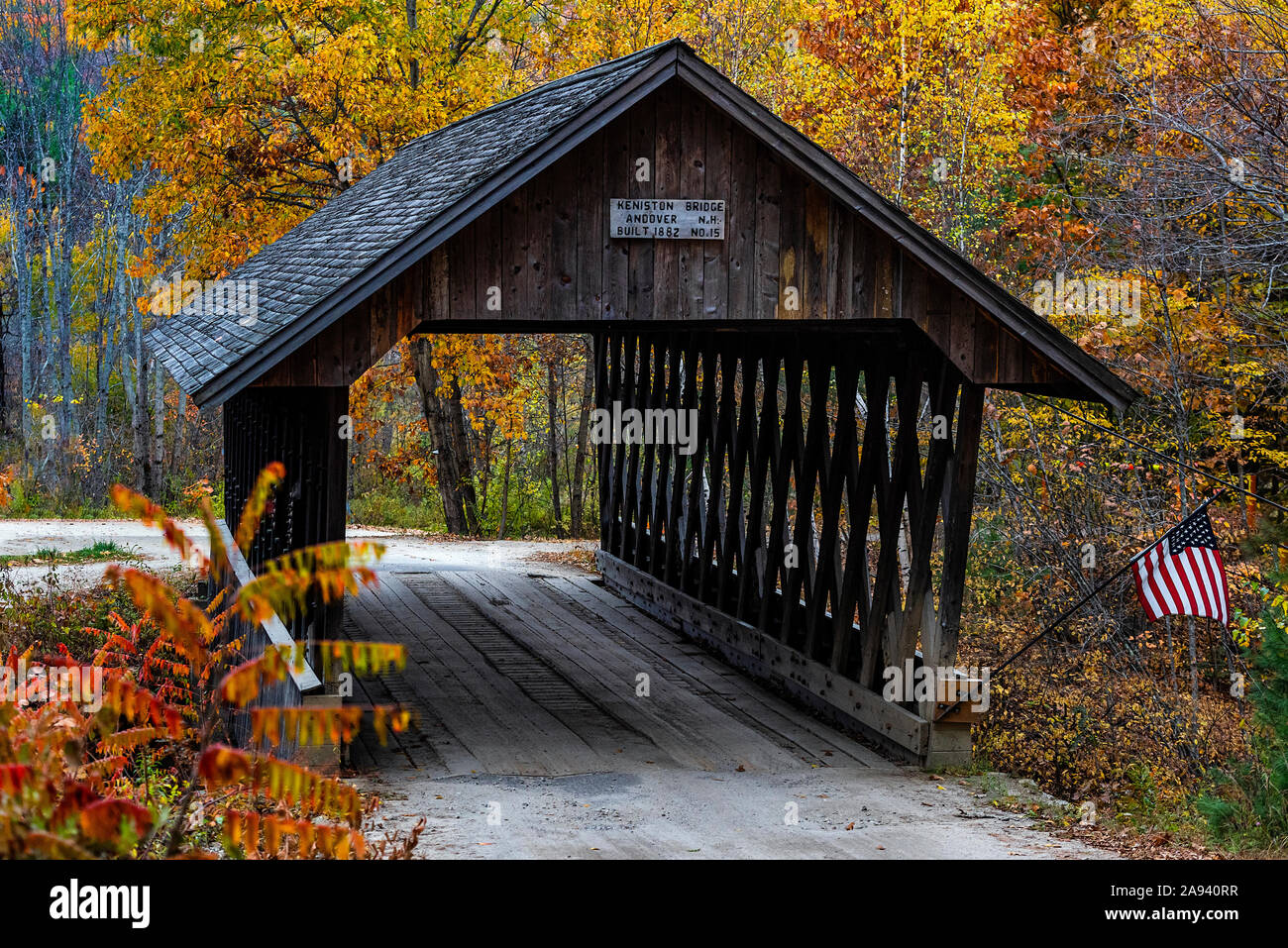 Keniston Covered Bridge, Andover, New Hampshire, USA. Stockfoto