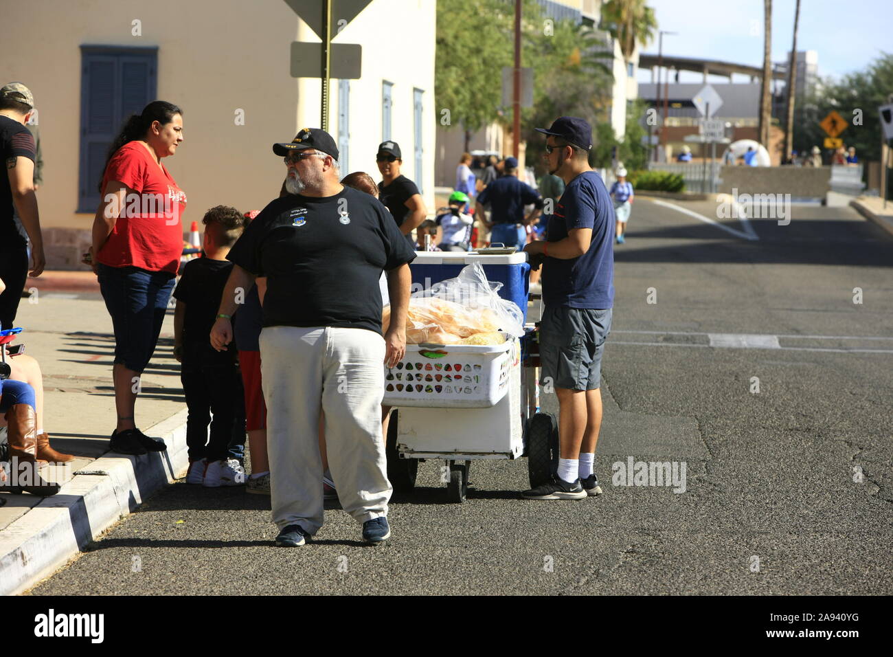 Popcorn street Hersteller im Tucson AZ Veterans Parade Tag Stockfoto