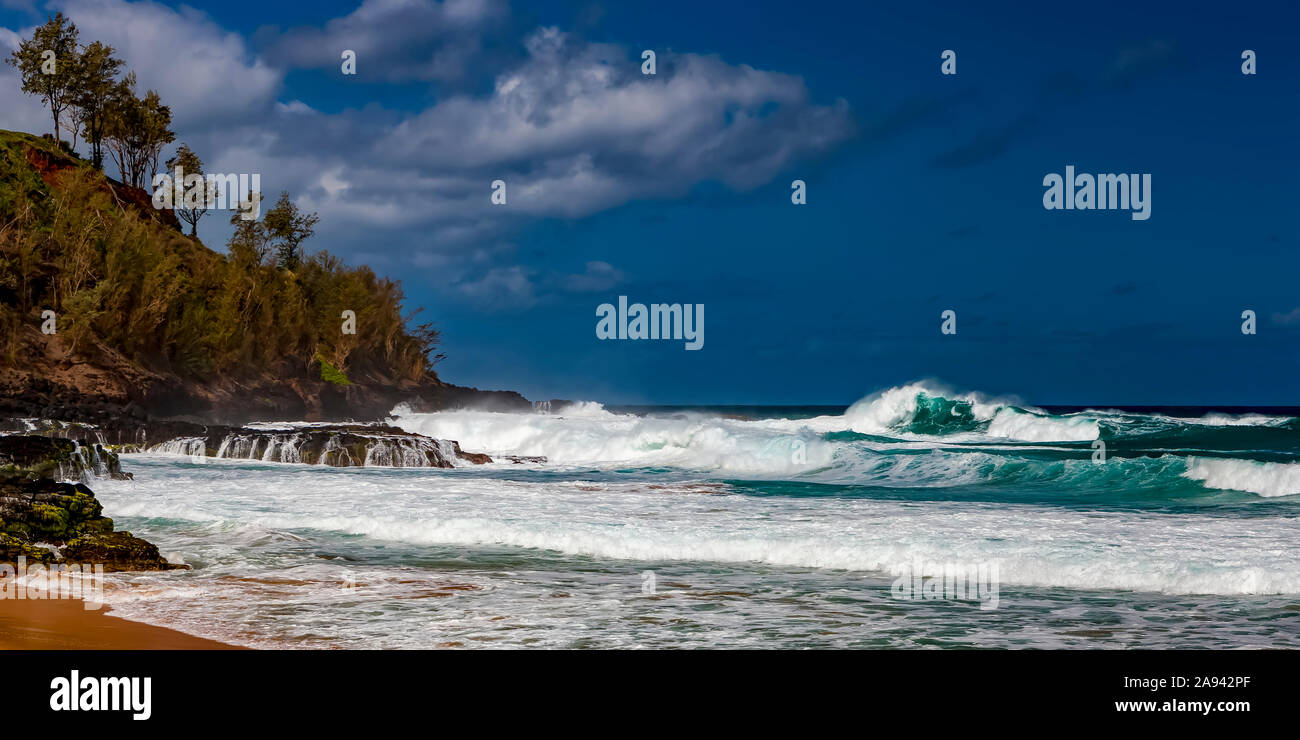 Secrets Beach; Kauai, Hawaii, Vereinigte Staaten von Amerika Stockfoto