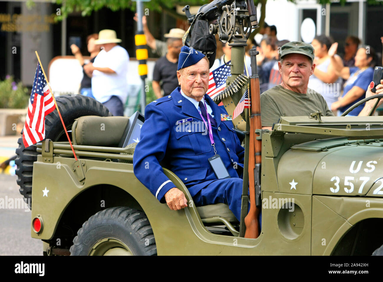 Die amerikanische LUFTWAFFE Brigadegeneral a.d. Miller am Tag Veterans Parade in Tucson, AZ Stockfoto