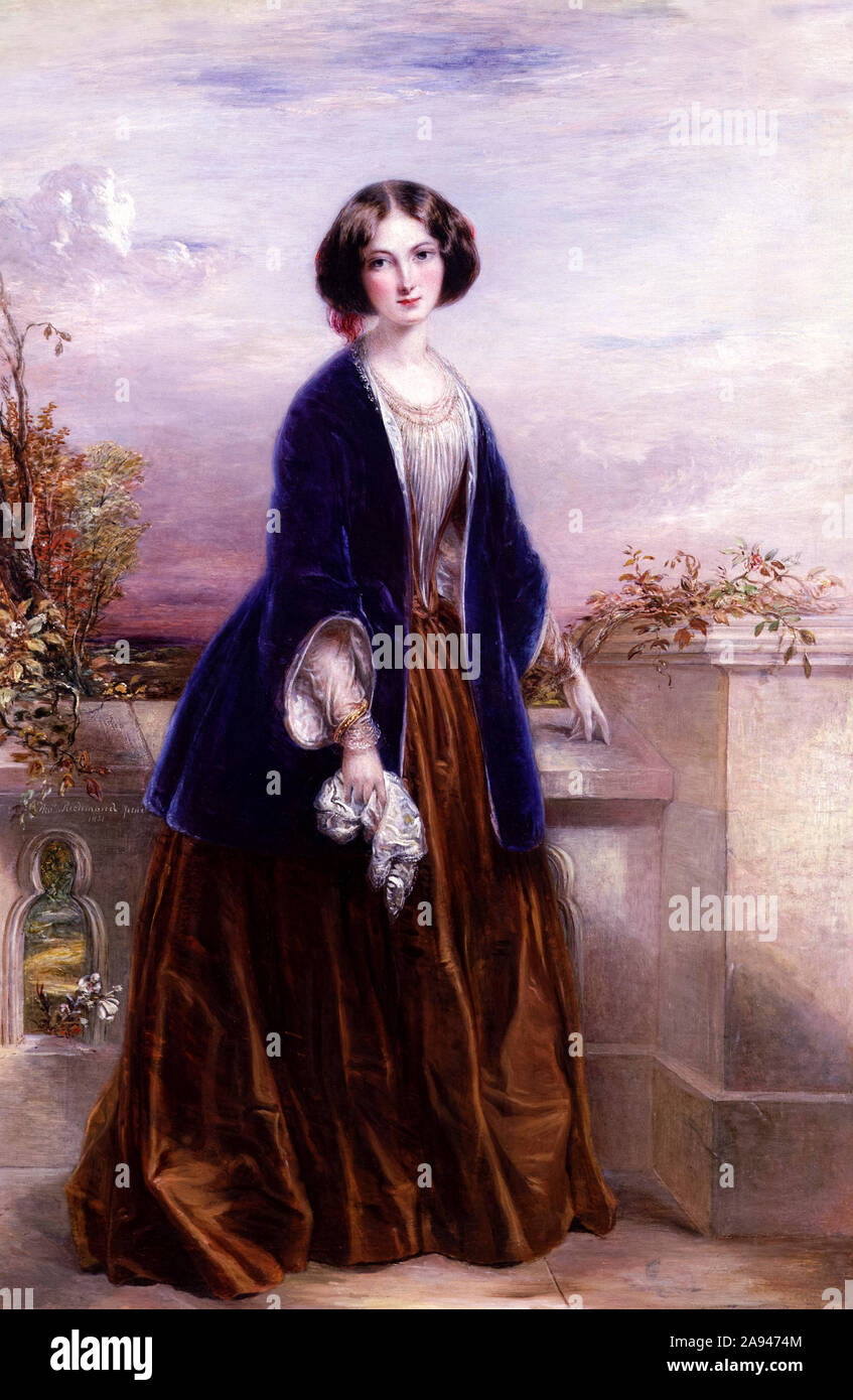 Effie Grau (Lady Millais), die verheiratet Kritiker John Ruskin (1819-1900), bevor Modellierung für und schließlich heiratet die Pre-Raphaelite Maler John Everett Millais (1829-1896). Malerei von Thomas Richmond (1802-1874) im Jahre 1851. Stockfoto