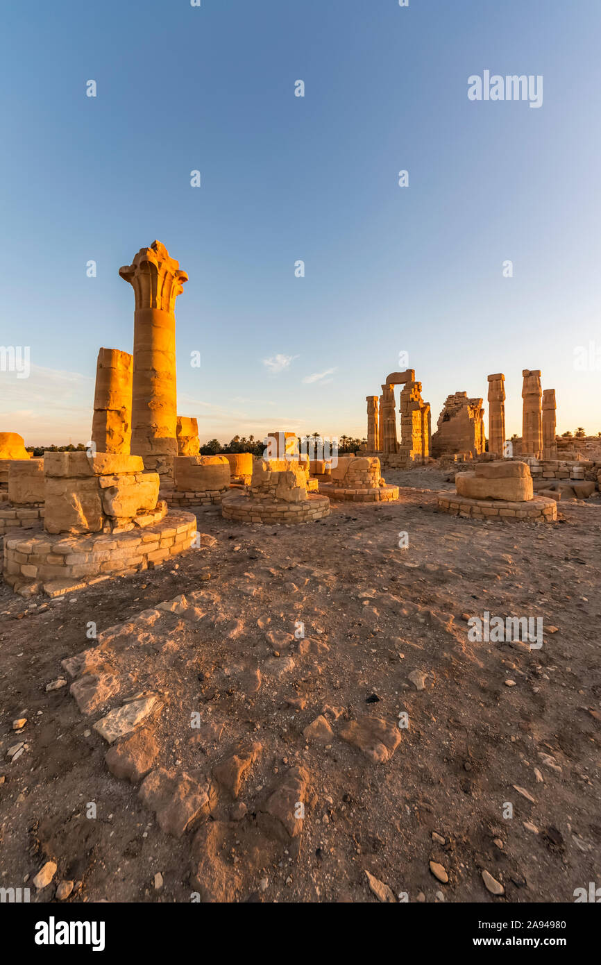 Tempel von Soleb, erbaut von Amenhotep III im 14th Jahrhundert v. Chr.; Soleb, Nordstaaten, Sudan Stockfoto