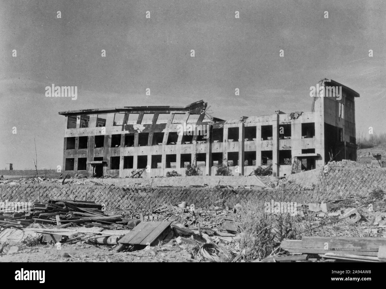 Nagasaki, Japan nach der Atombombe Detonation. Foto 17. März 1948. Stockfoto