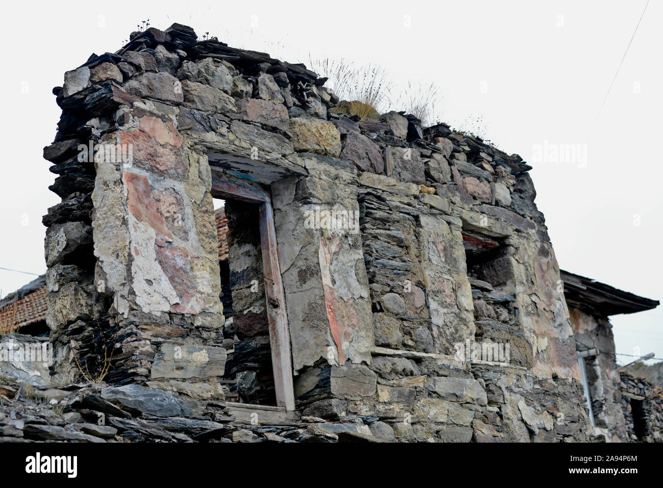 Alten Bauern Haus, Stepantsminda, Georgien Stockfoto