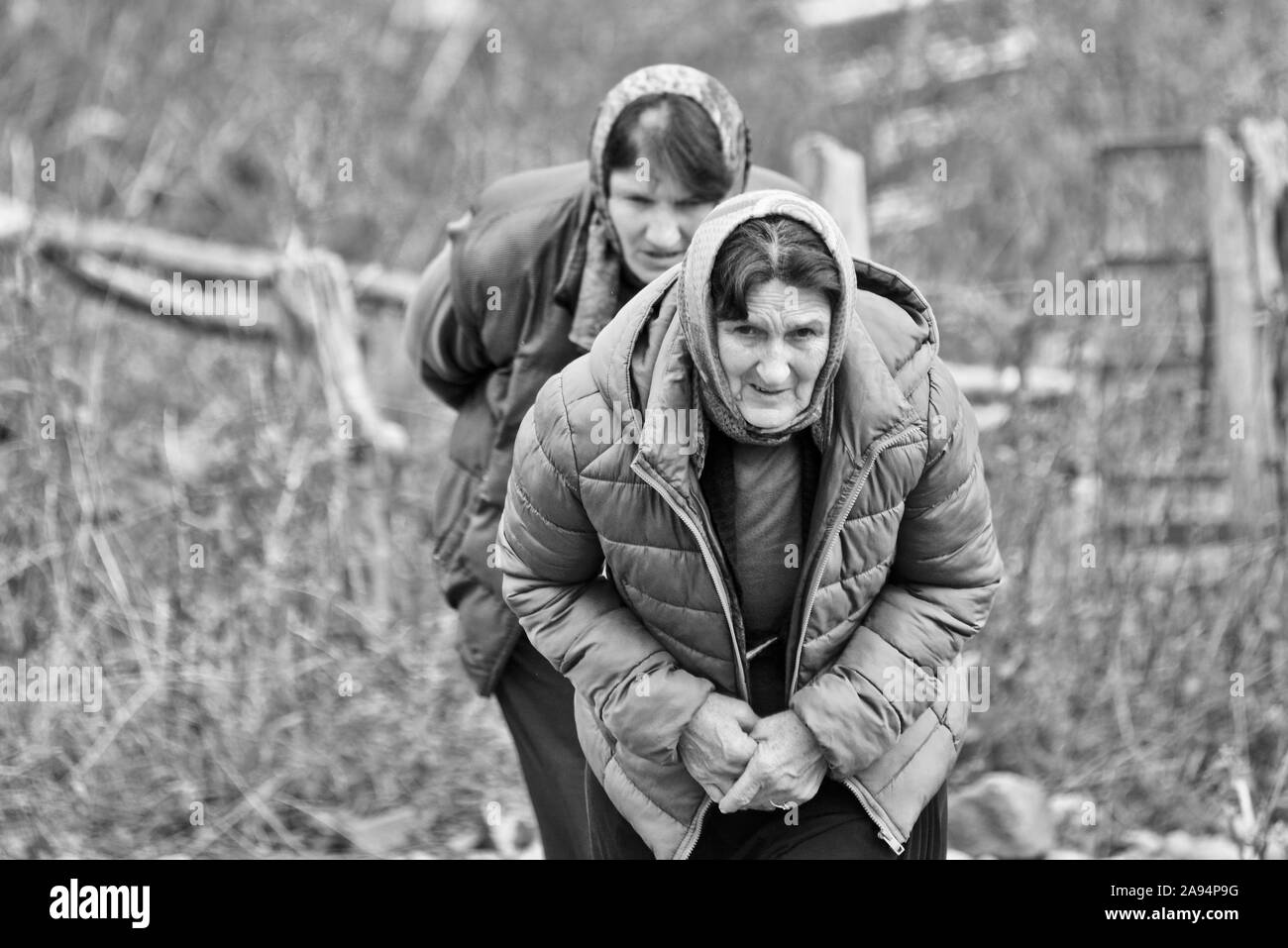 Georgische Bauern, Stepantsminda Stockfoto