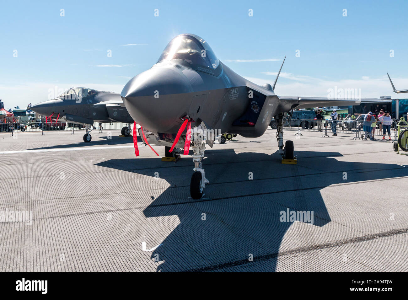 Die United States Air Force F-35 Lightning II sitzt auf statische Anzeige an den 2016 Vectren Dayton Airshow. Stockfoto