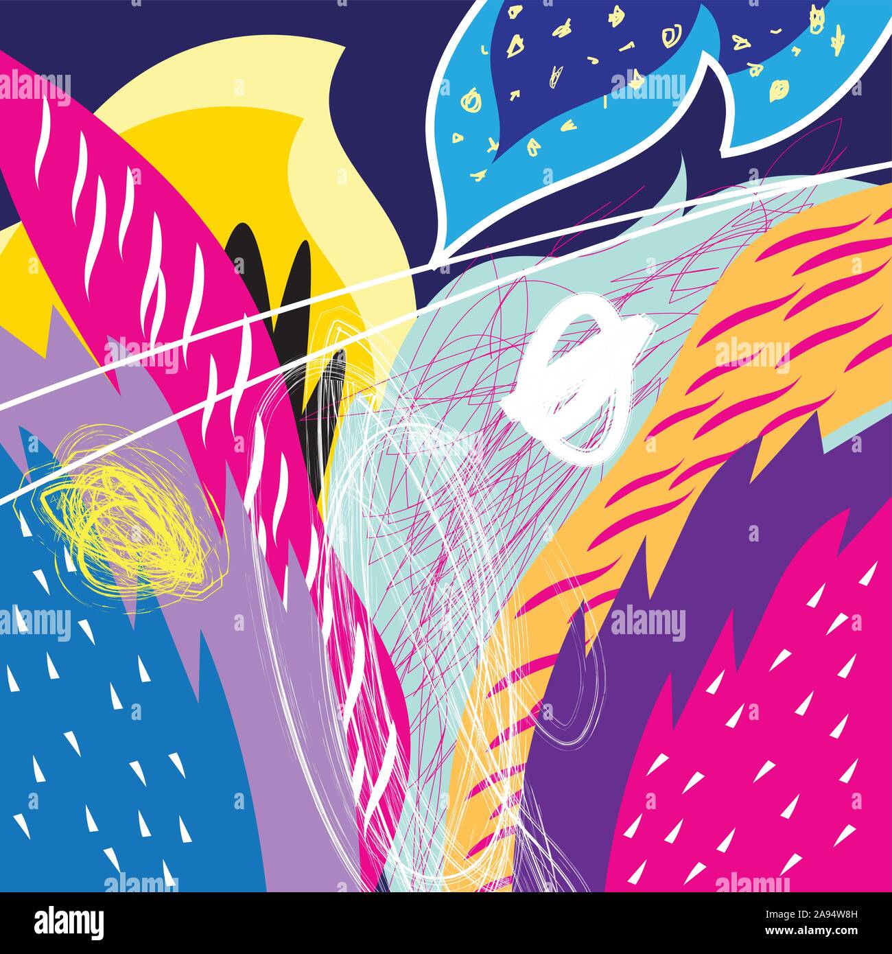 Tropischen bunten trendigen Muster von Laub und Blumen. Art Print Design Template für Webseite, Stoff, Wallpaper oder Poster. Stock Vektor