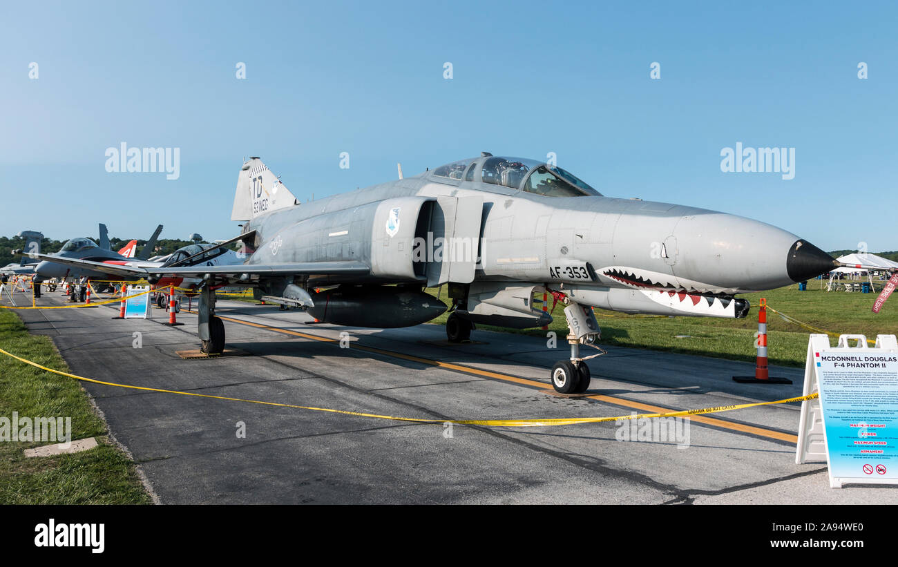 Die United States Air Force QF-4 Phantom kommt an die 2016 Geist der St. Louis Air Show & Stammzellen Expo. Stockfoto