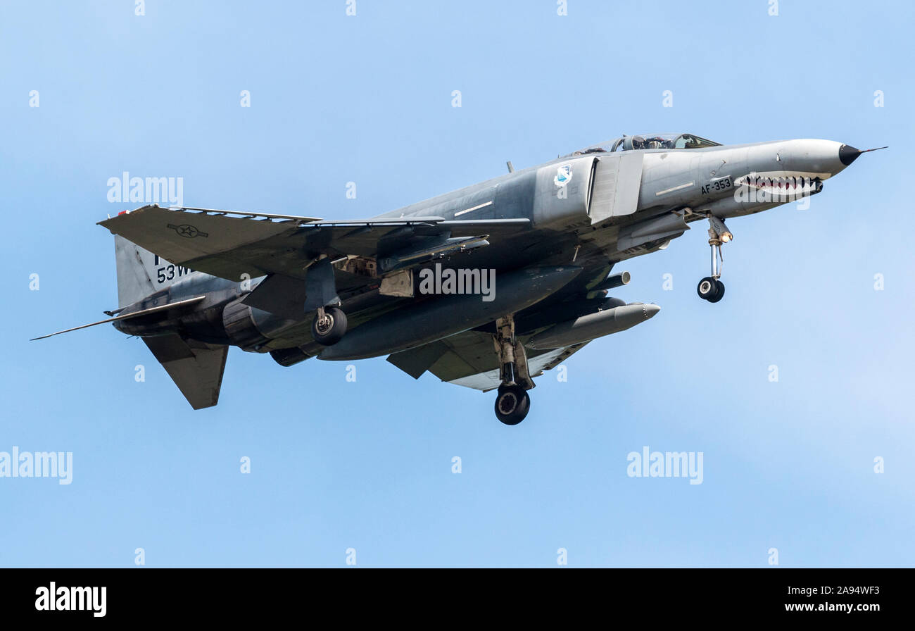 Die United States Air Force QF-4 Phantom kommt an die 2016 Geist der St. Louis Air Show & Stammzellen Expo. Stockfoto