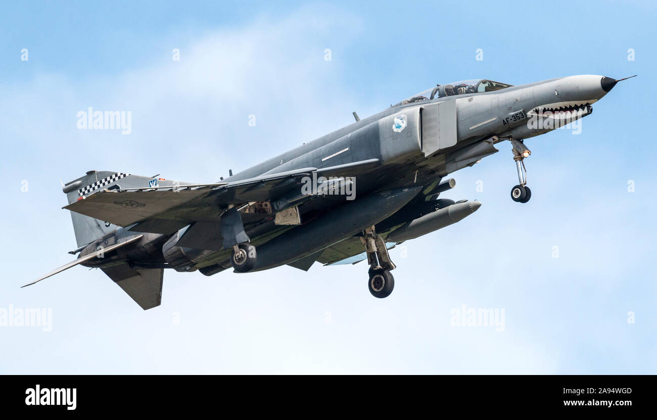 Die United States Air Force QF-4 Phantom kommt an die 2016 Geist der St. Louis Air Show & Stammzellen Expo. Stockfoto