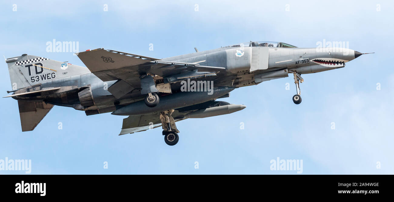 Die United States Air Force QF-4 Phantom kommt an die 2016 Geist der St. Louis Air Show & Stammzellen Expo. Stockfoto