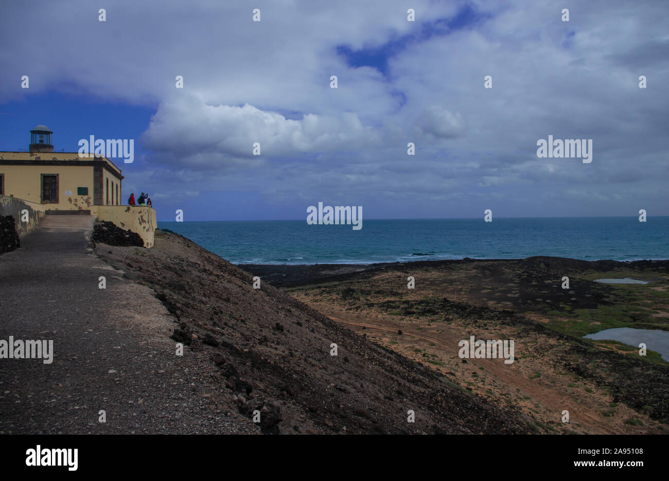 Nicht zu verpassende Aussichtspunkt, von der Terrasse des kleinen Leuchtturm auf den Kanarischen Inseln Stockfoto