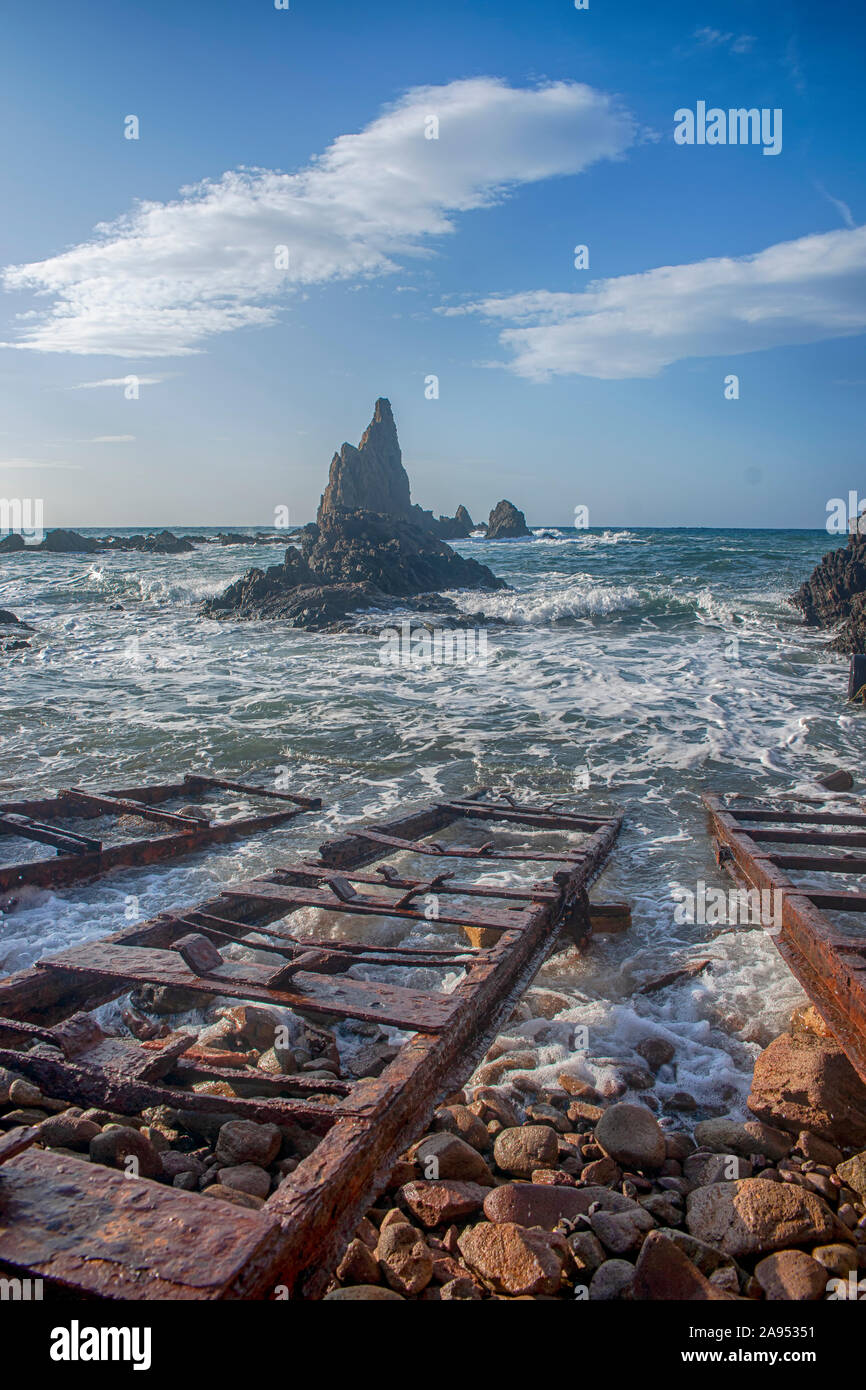 Riff der Sirenen im Naturpark Cabo de Gata, Almeria Stockfoto