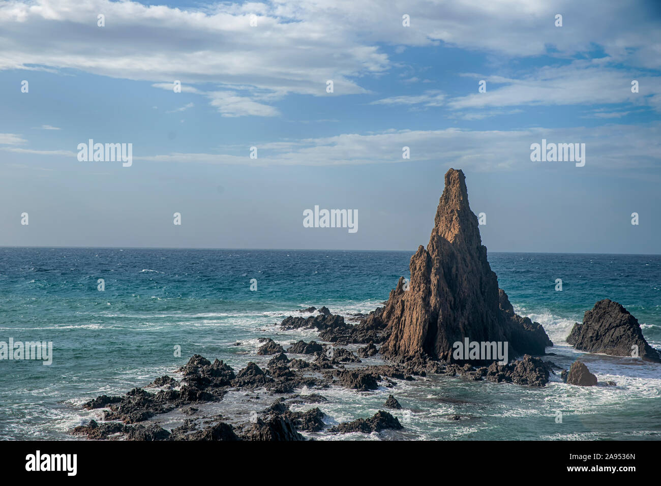 Riff der Sirenen im Naturpark Cabo de Gata, Almeria Stockfoto