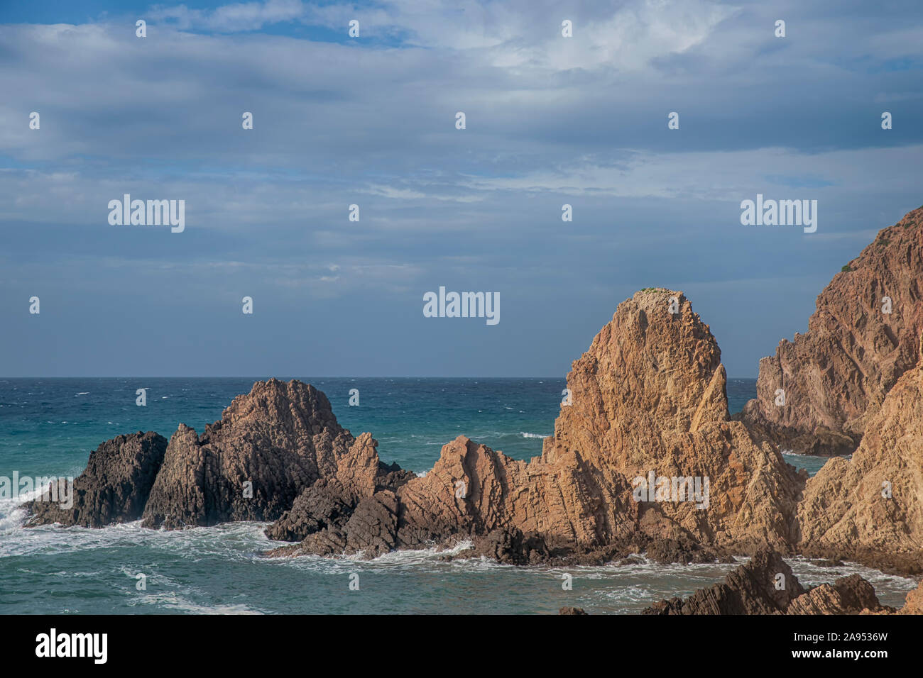 Riff der Sirenen im Naturpark Cabo de Gata, Almeria Stockfoto