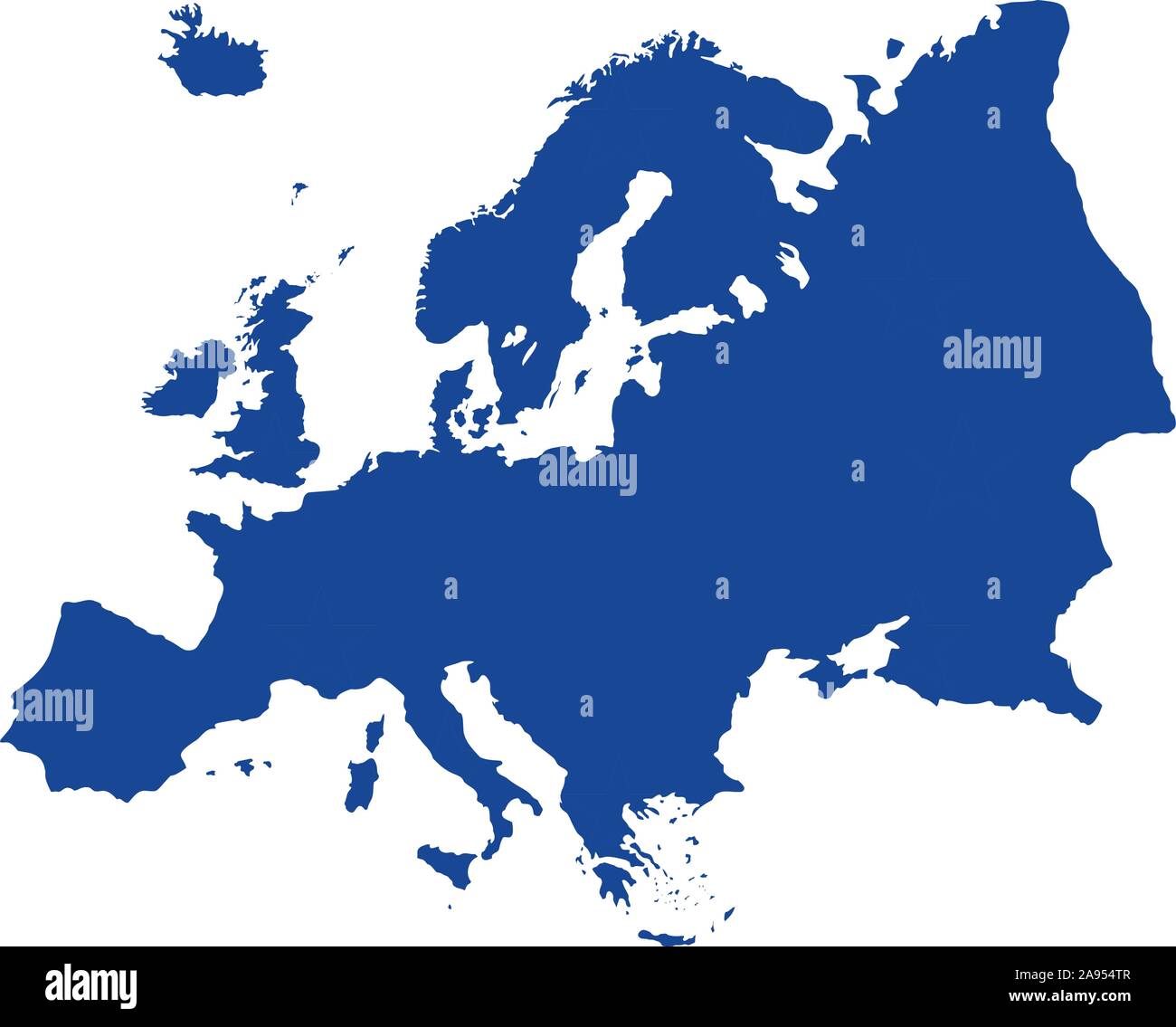 Die Europäische Blaue Karte von Europa mit der EU Sterne in Gelb. Stock Vektor
