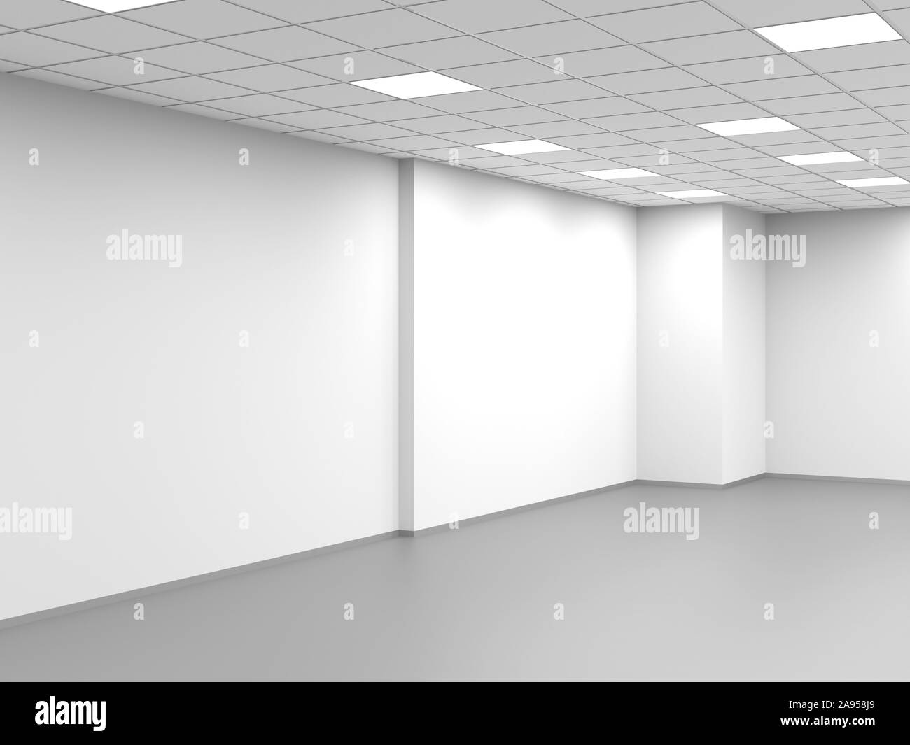 Abstrakte leeren Büro, einen offenen Raum innen Hintergrund, 3D-Rendering illustration Stockfoto