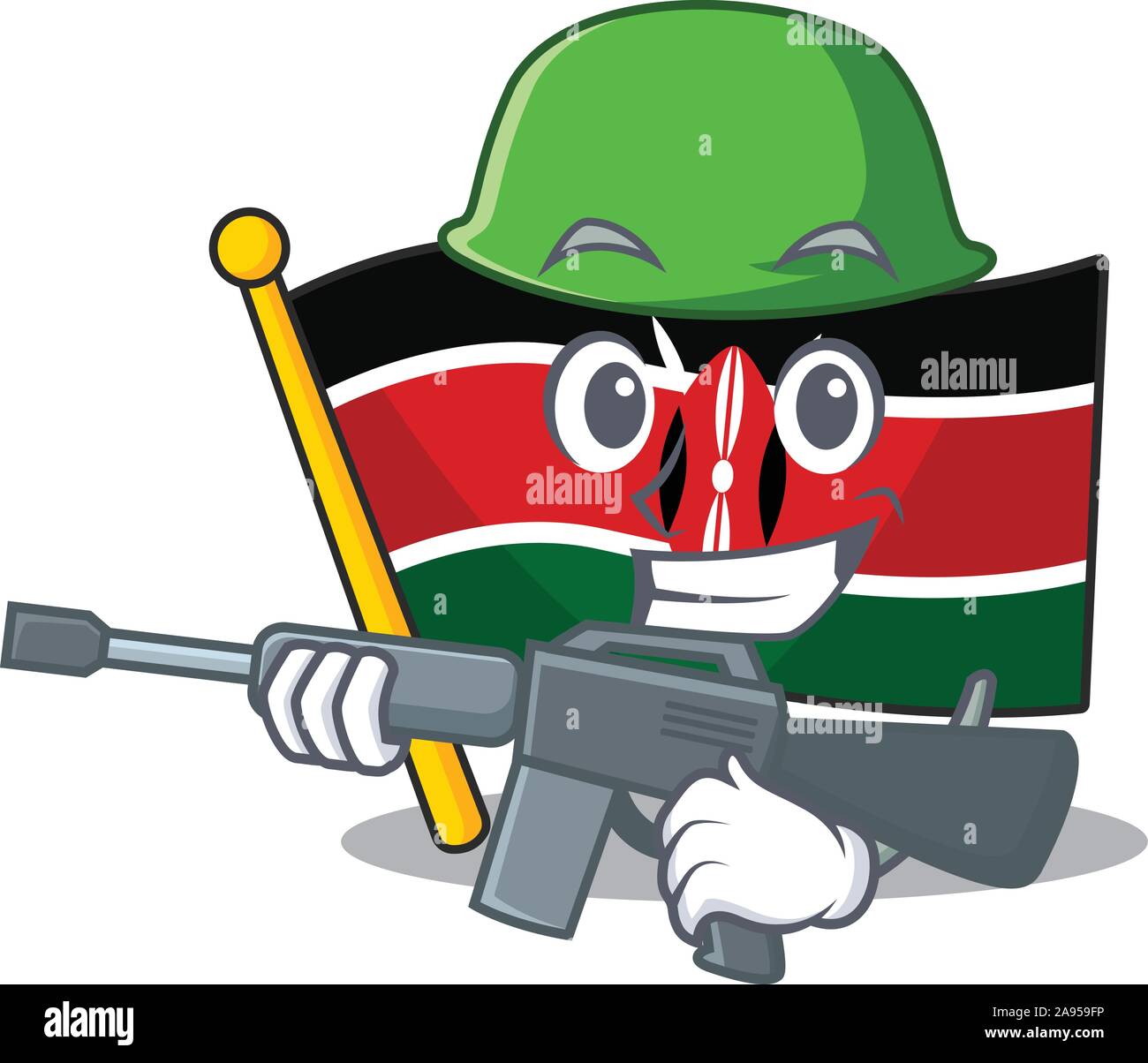 Flagge Kenia Armee cartoon mit Charakter glücklich Stock Vektor