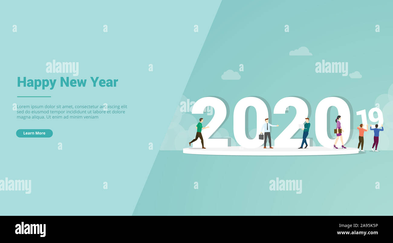 Frohes neues Jahr 2020 Wechsel von 2019 für Website Vorlage oder Landung homepage Banner-Vector Illustration Stockfoto