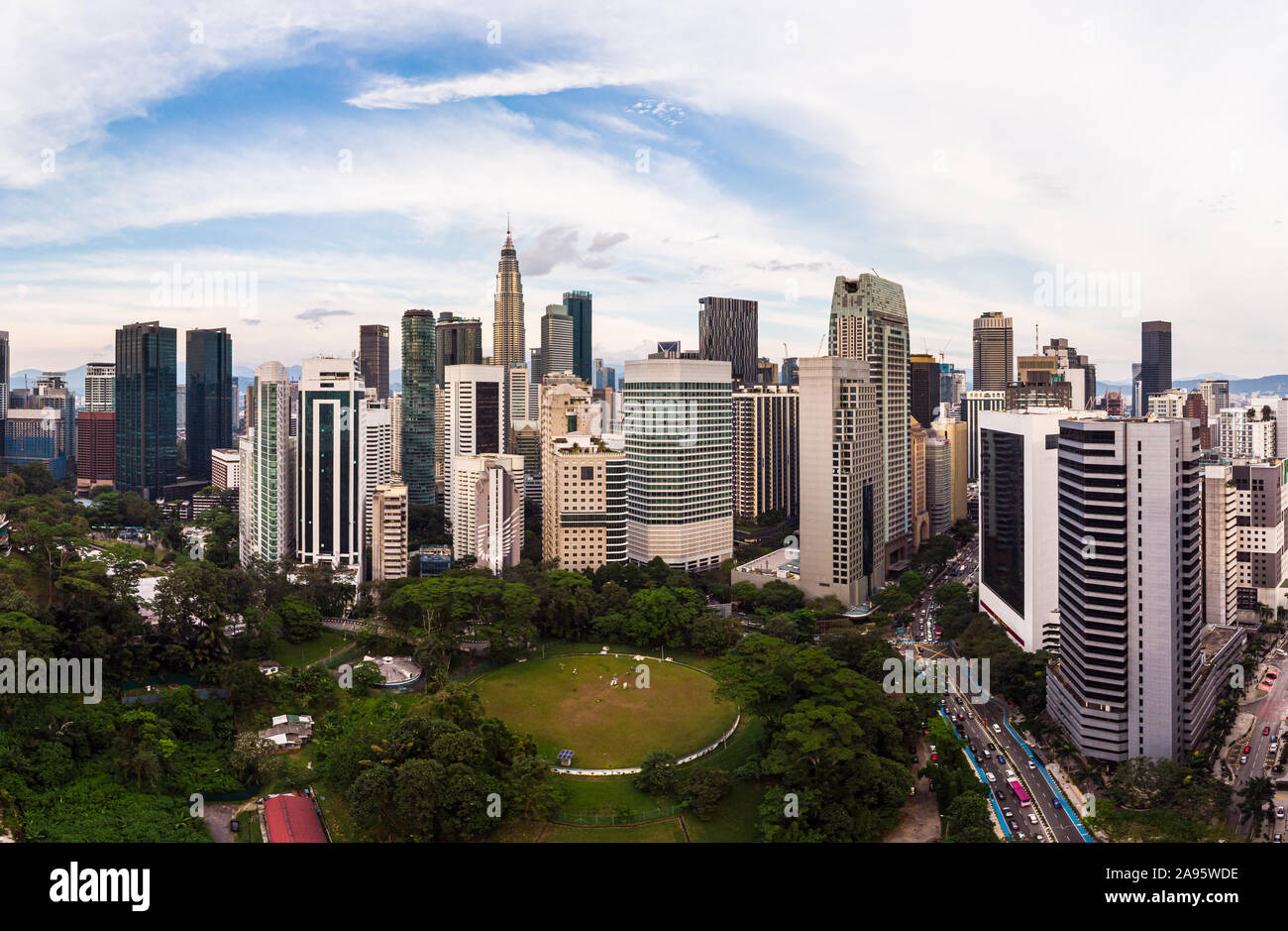 Luftaufnahme von Kuala Lumpur Geschäftsviertel Skyline in Malaysia Stockfoto