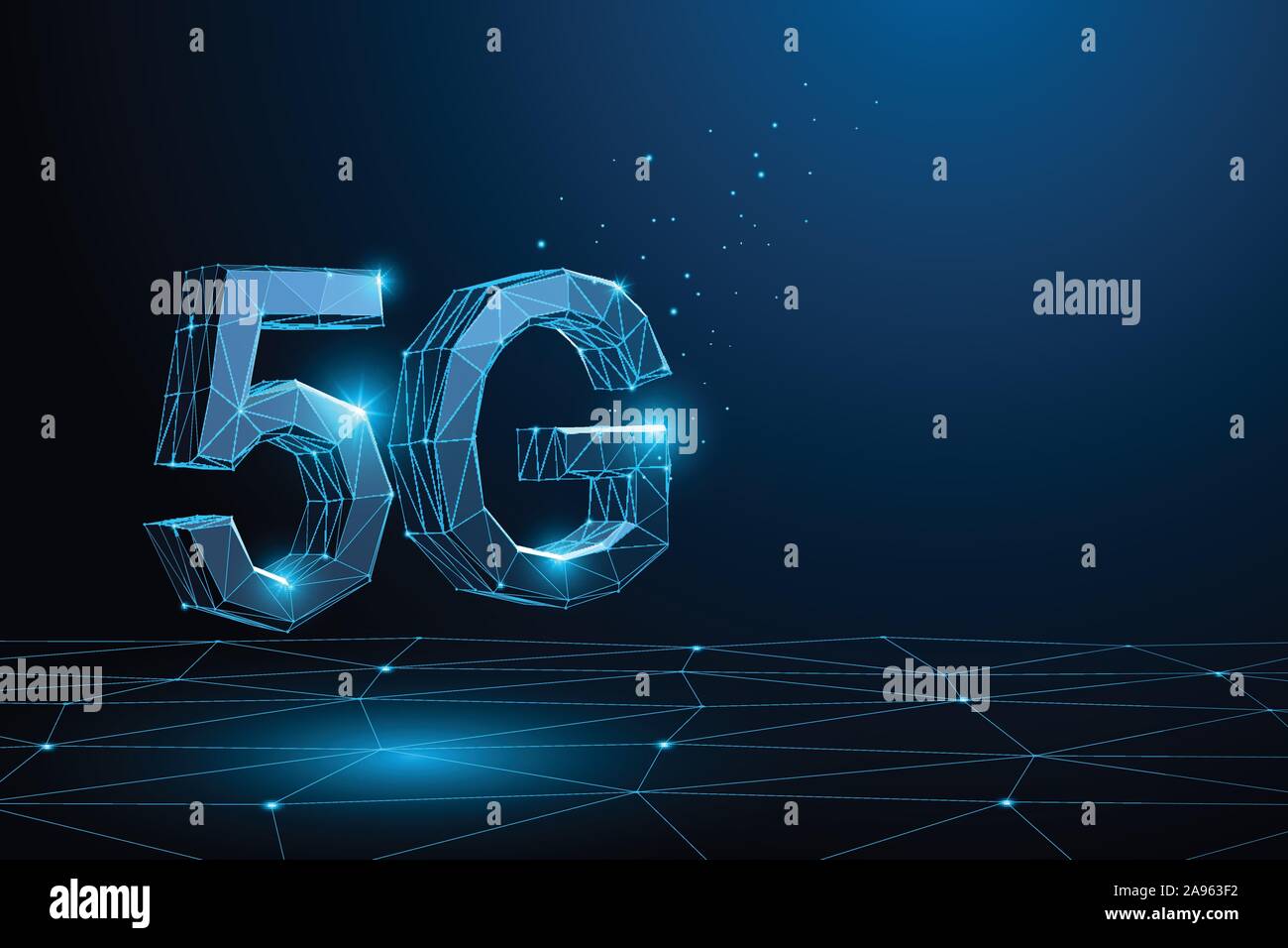 5G Wireless Internet Wifi Verbindung. Globales Netzwerk mit hoher Geschwindigkeit Anschlusstechnik. Konzept in Low Poly Stil. Stock Vektor