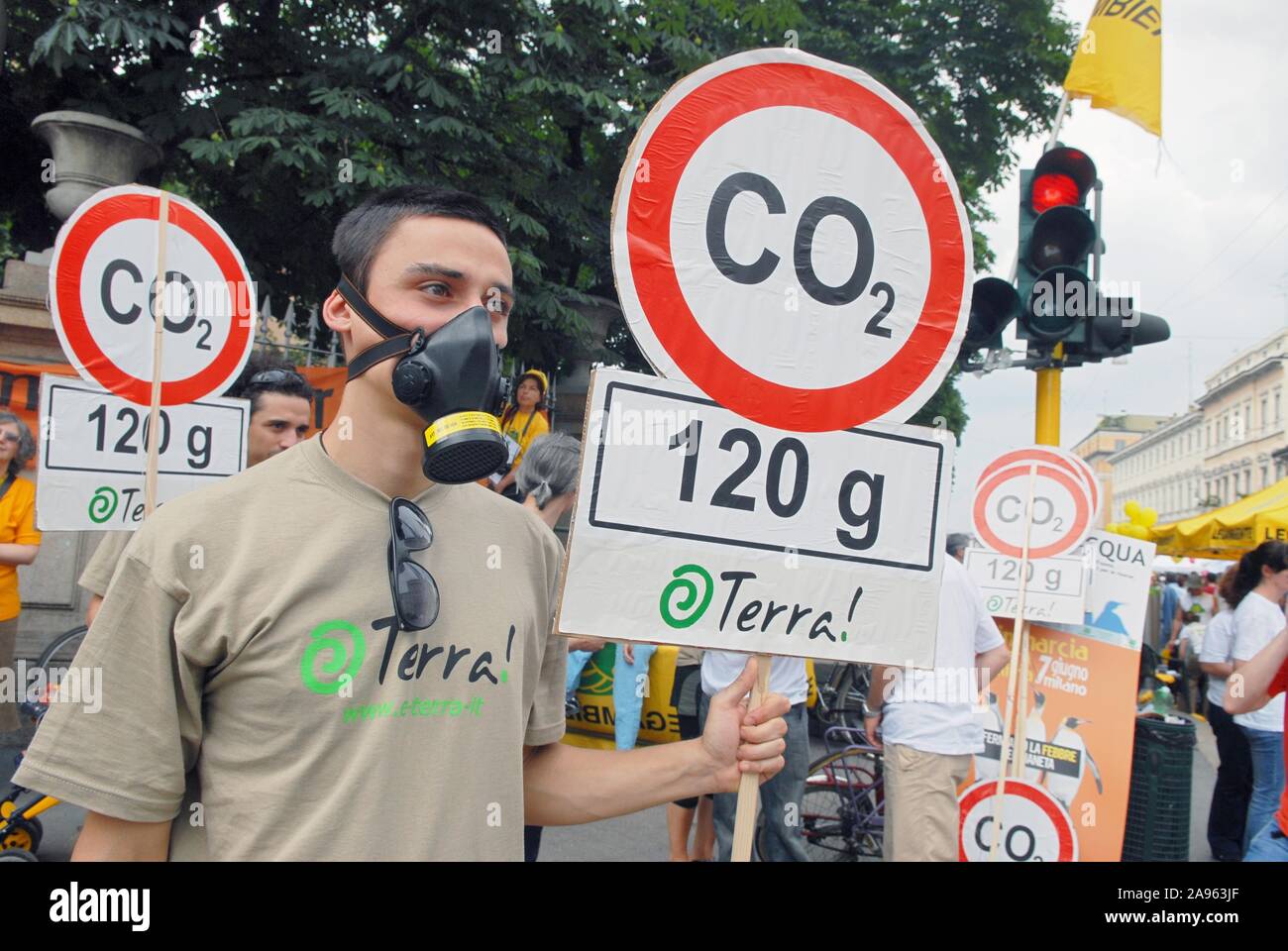 Mailand (Italien), Demonstration der Umweltorganisationen gegen die globale Erwärmung und Klimawandel Stockfoto