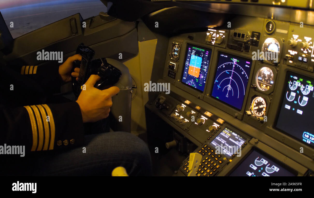 Flugzeugkabine innen Stockfoto