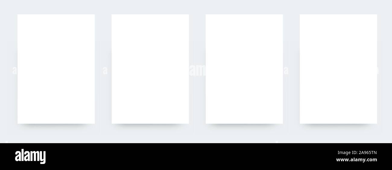 Vier Stücke leer EIN 4 weißes Blatt Papier mit dem Schatten für Ihr Design, Vector Illustration eps 10 Weißbuch realistische mockup Stock Vektor