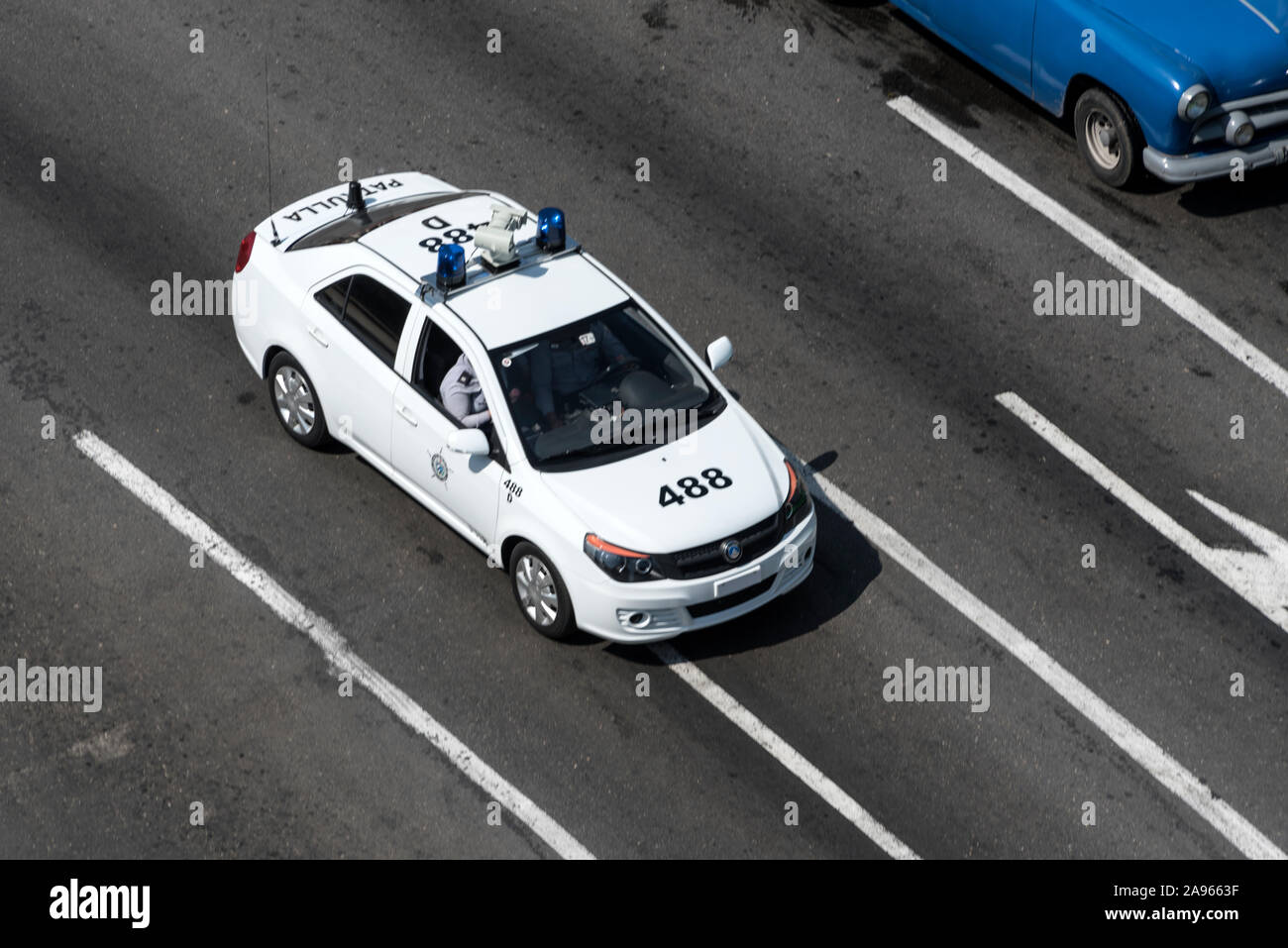 Die russische Polizei Auto mit Blaulicht Stockfotografie - Alamy
