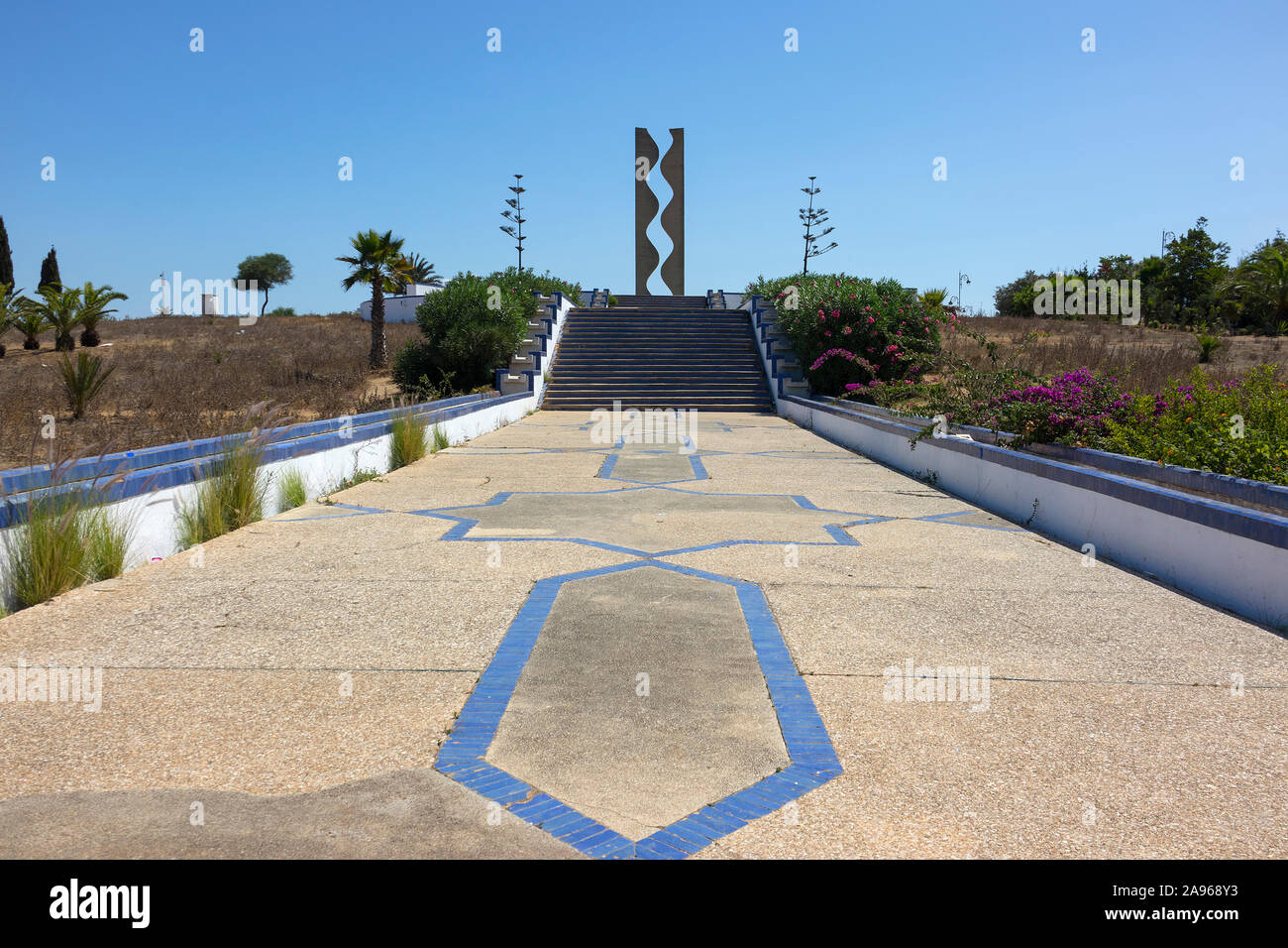 Asilah, Morocco-September 10, 2019: Die Kunst in der Kodya Sultan Park in Asilah, Nördliche Marokko Stockfoto