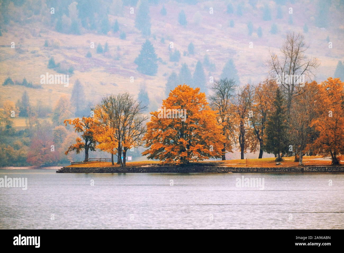 Wunderschöne Herbstlandschaft am Bohinj See, Nationalpark Triglav, Julischen Alpen, Slowenien Stockfoto