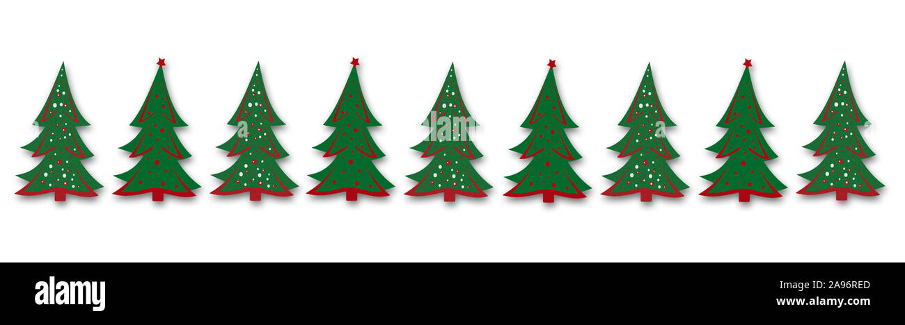 Weihnachtsbaum auf weißem Hintergrund Stockfoto