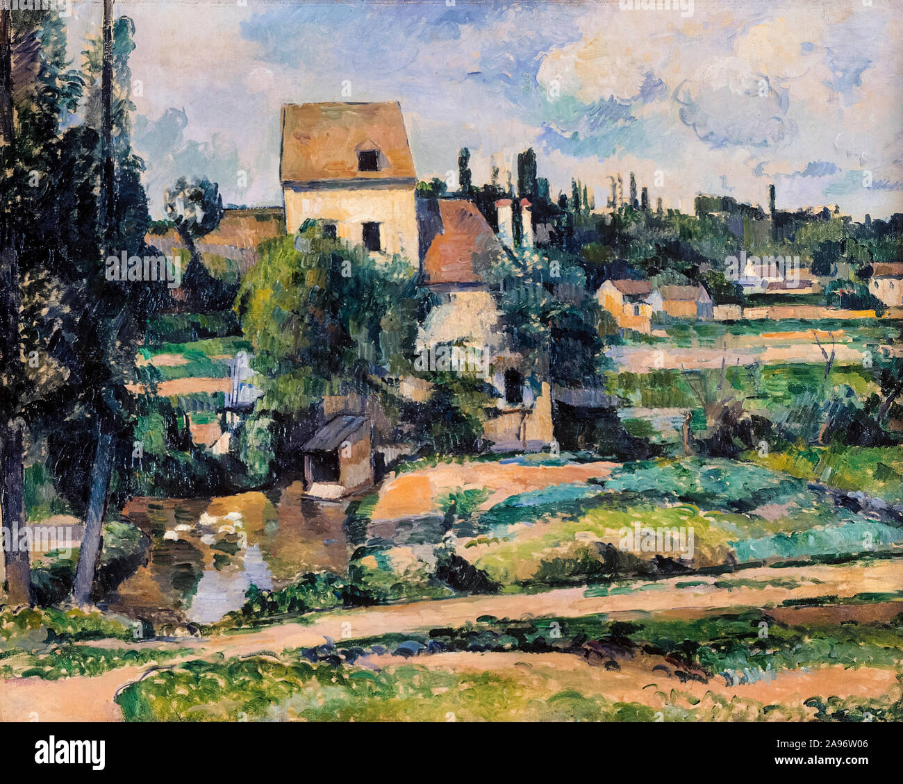 Paul Cezanne, Mühle am Couleuvre bei Pontoise, (Le moulin sur la Couleuvre à Pontoise), Landschaftsmalerei, 1881 Stockfoto