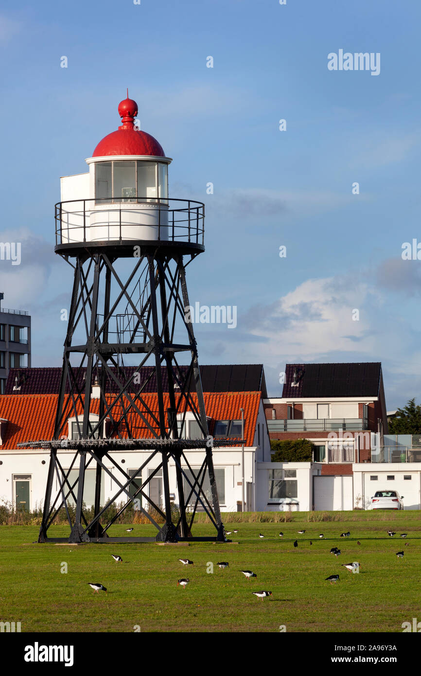 Alte vintage Leuchtturm in Hoek van Holland in den Niederlanden Stockfoto