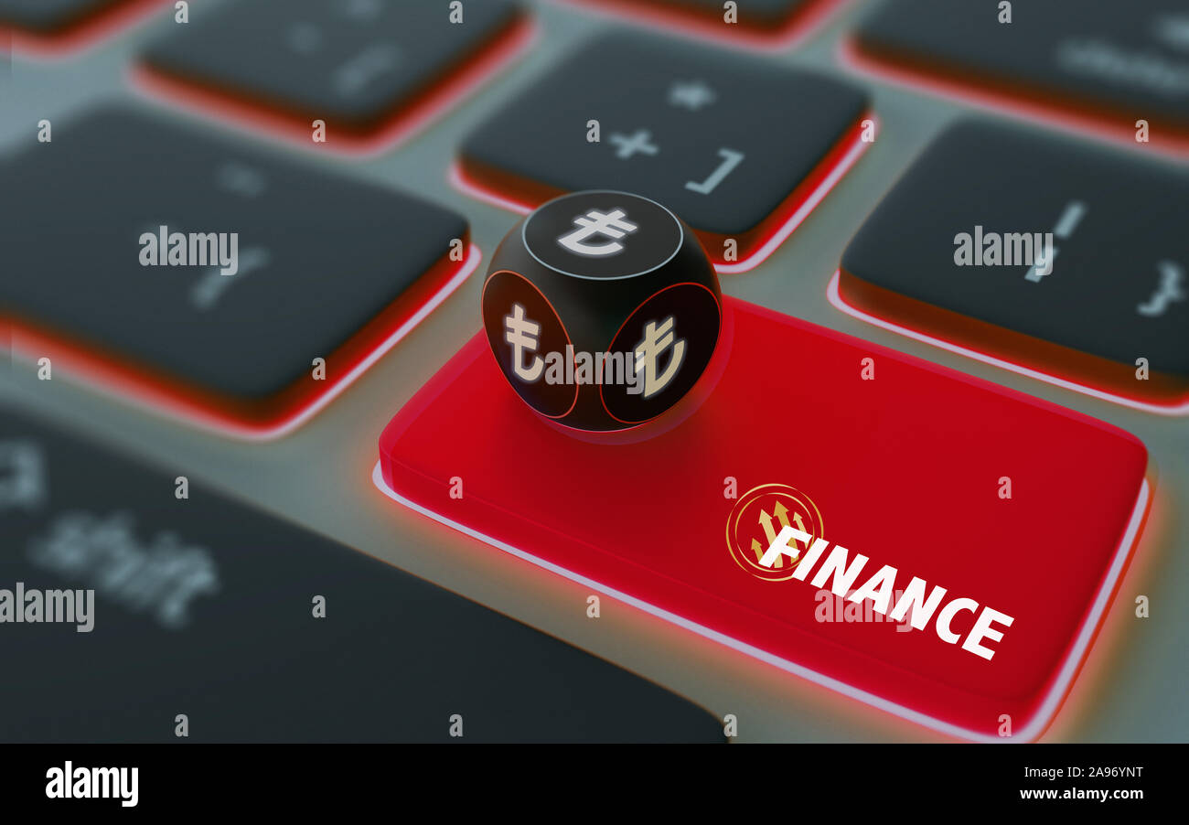 Turkische Lira Symbol Auf Einem Wurfel Uber Laptop Computer Wahrend Sich Der Tastaturfokus Auf Es Mit Finanzen Text Auf Die Enter Taste 3d Rendering Stockfotografie Alamy