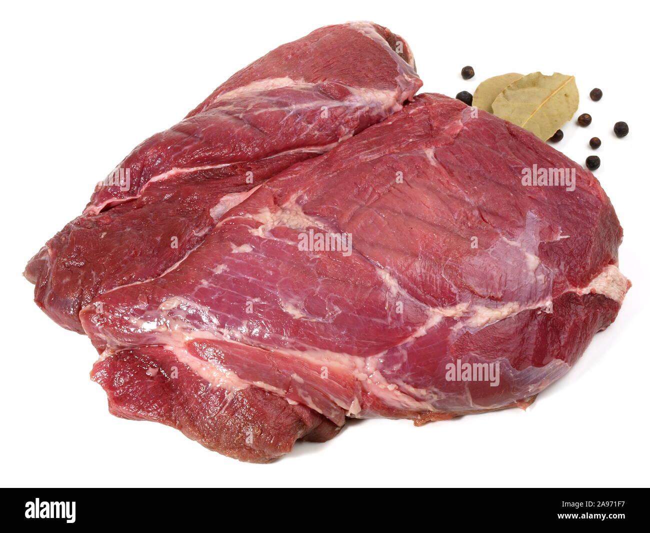 Wildschwein - Wildfleisch auf weißem Hintergrund Stockfoto