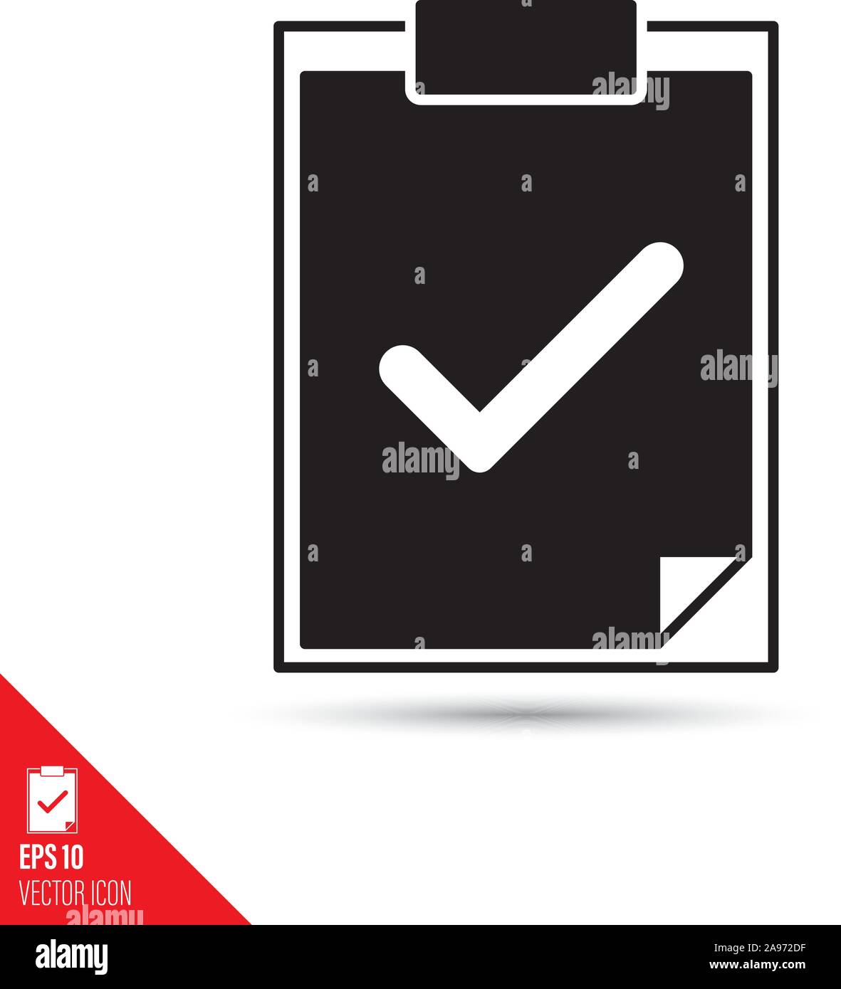 Markierung auf dem Dokument über die Zwischenablage Glyphe Symbol prüfen. Erfolg symbol Vektor Illustration. Stock Vektor