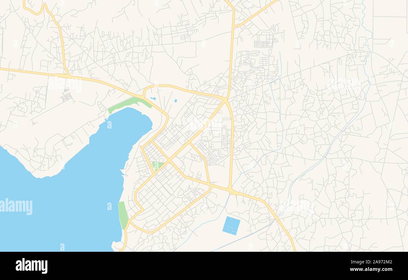 Druckbare Karte von Kisumu, Kenia. Karte Vorlage für die geschäftliche Nutzung. Stock Vektor