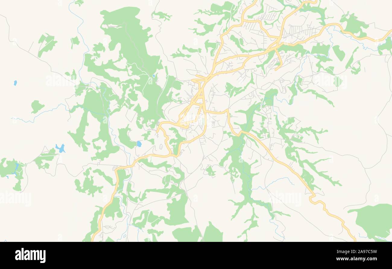 Druckbare Karte von Fianarantsoa, Madagaskar. Karte Vorlage für die geschäftliche Nutzung. Stock Vektor