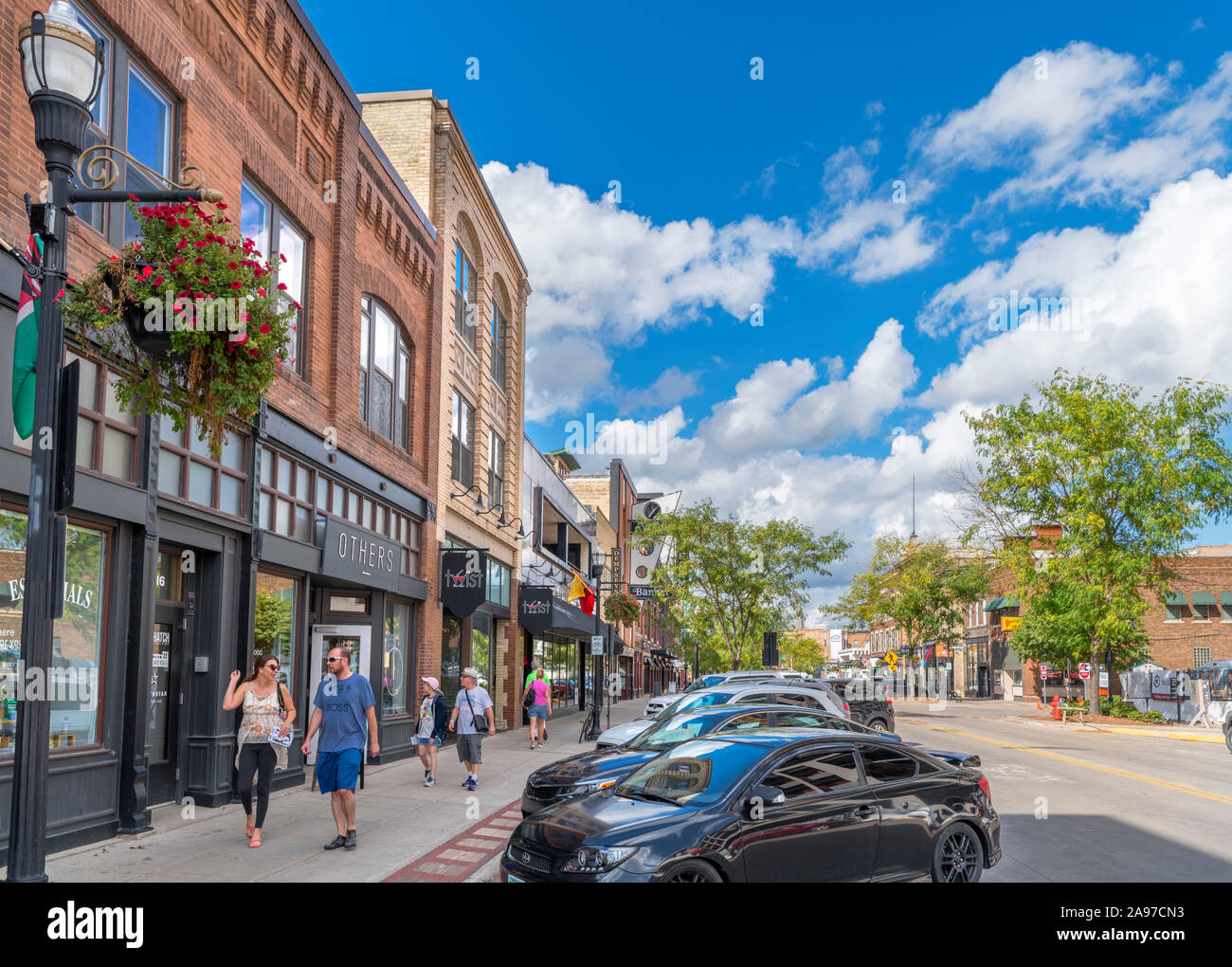 N Broadway Avenue im historischen Stadtzentrum von Fargo, North Dakota, USA Stockfoto