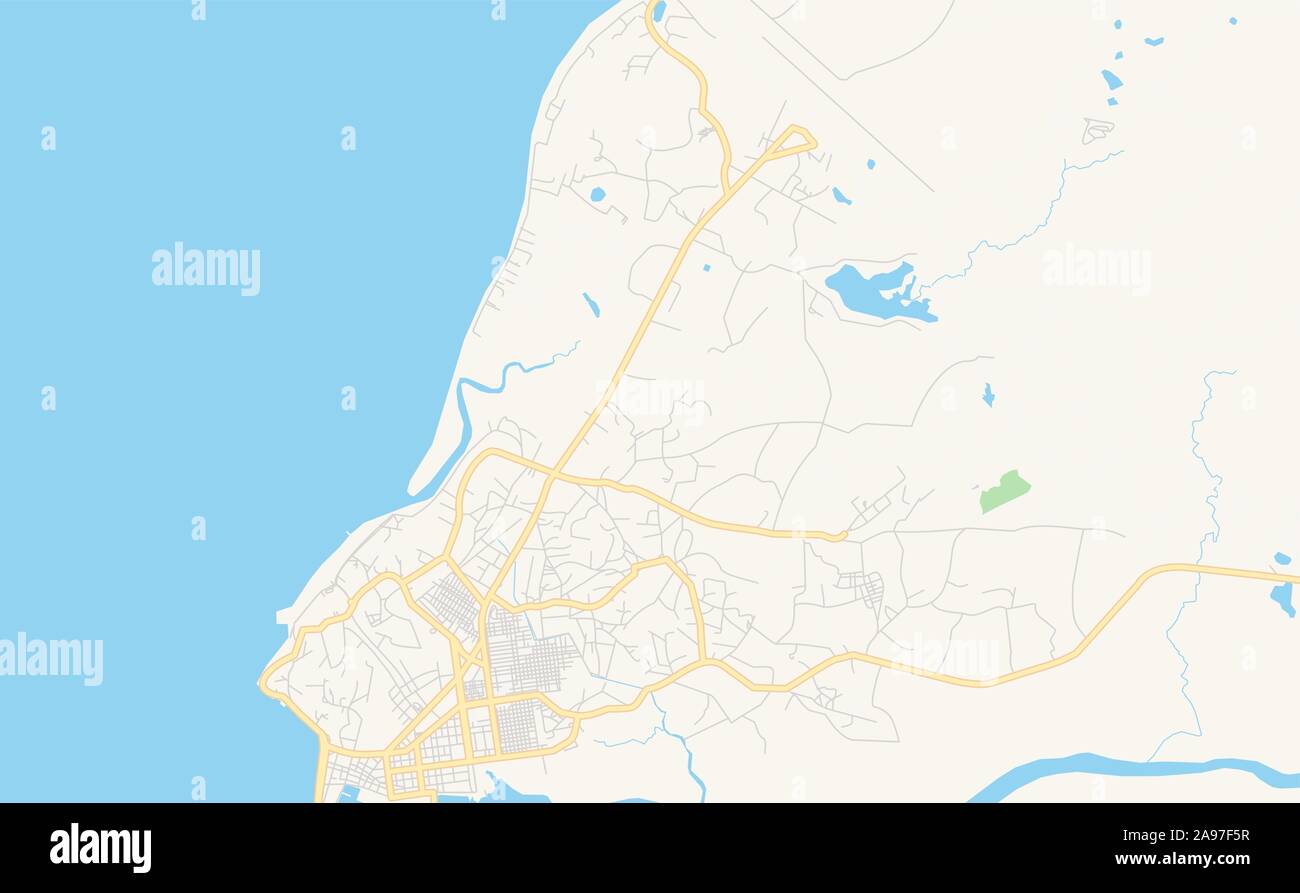 Druckbarer Stadtplan von Mahajanga, Madagaskar. Karte Vorlage für die geschäftliche Nutzung. Stock Vektor