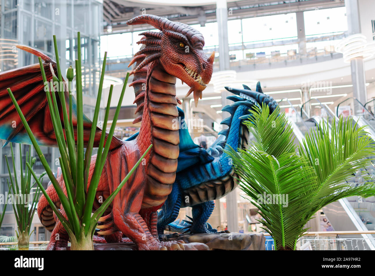 Gliwice/Polen - November 12, 2019. Künstliche Modell der tyrannosaurus oder T-Rex im Indoor Ausstellung angezeigt werden. Stockfoto